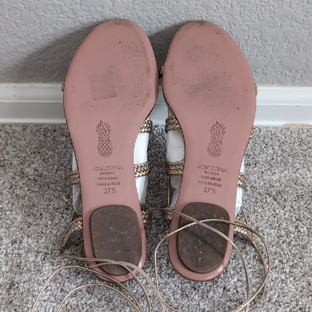 Aquazzura Metallic Gold Strappy Sandals - Picture 4 of 10